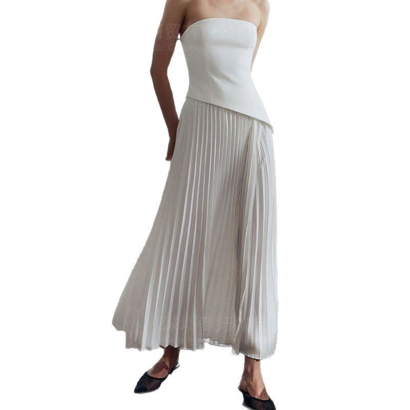 Tube Top Pleated Two Piece Dress