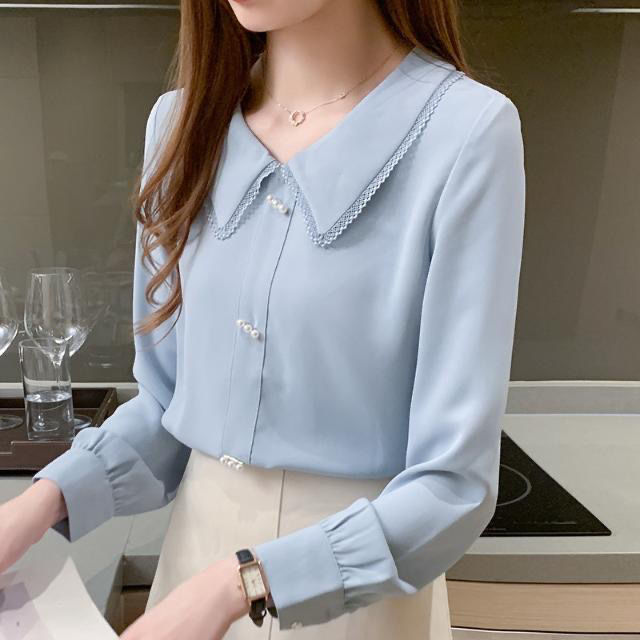 Round Collar Chiffon Blouse