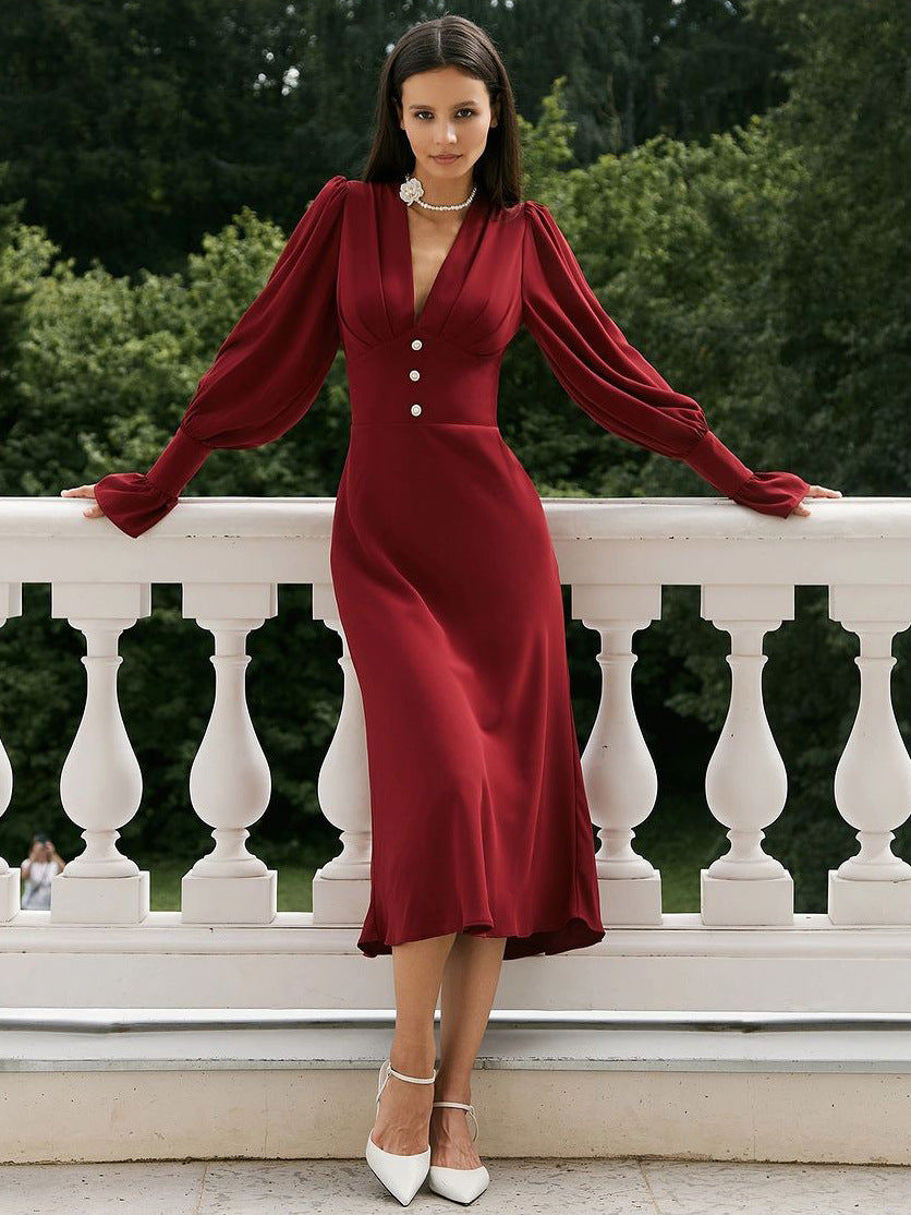 Solid Casual European Dress