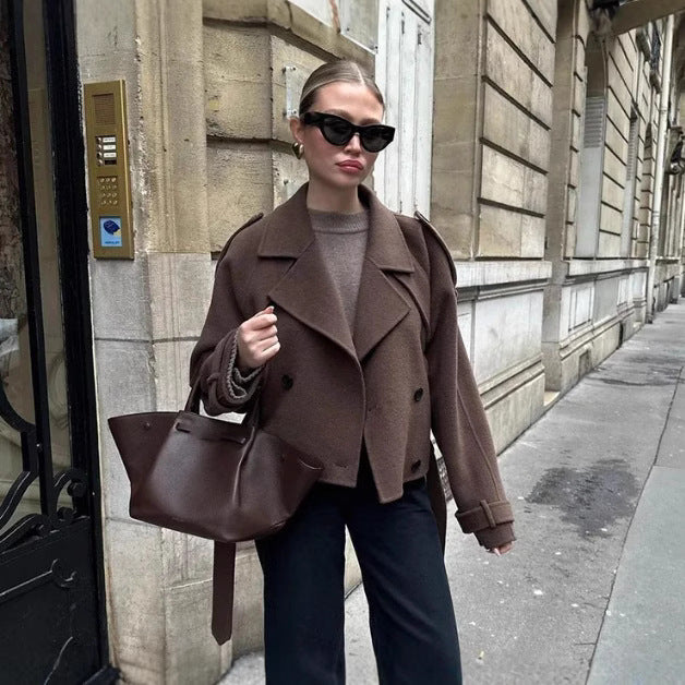 Lapel Long Overcoat