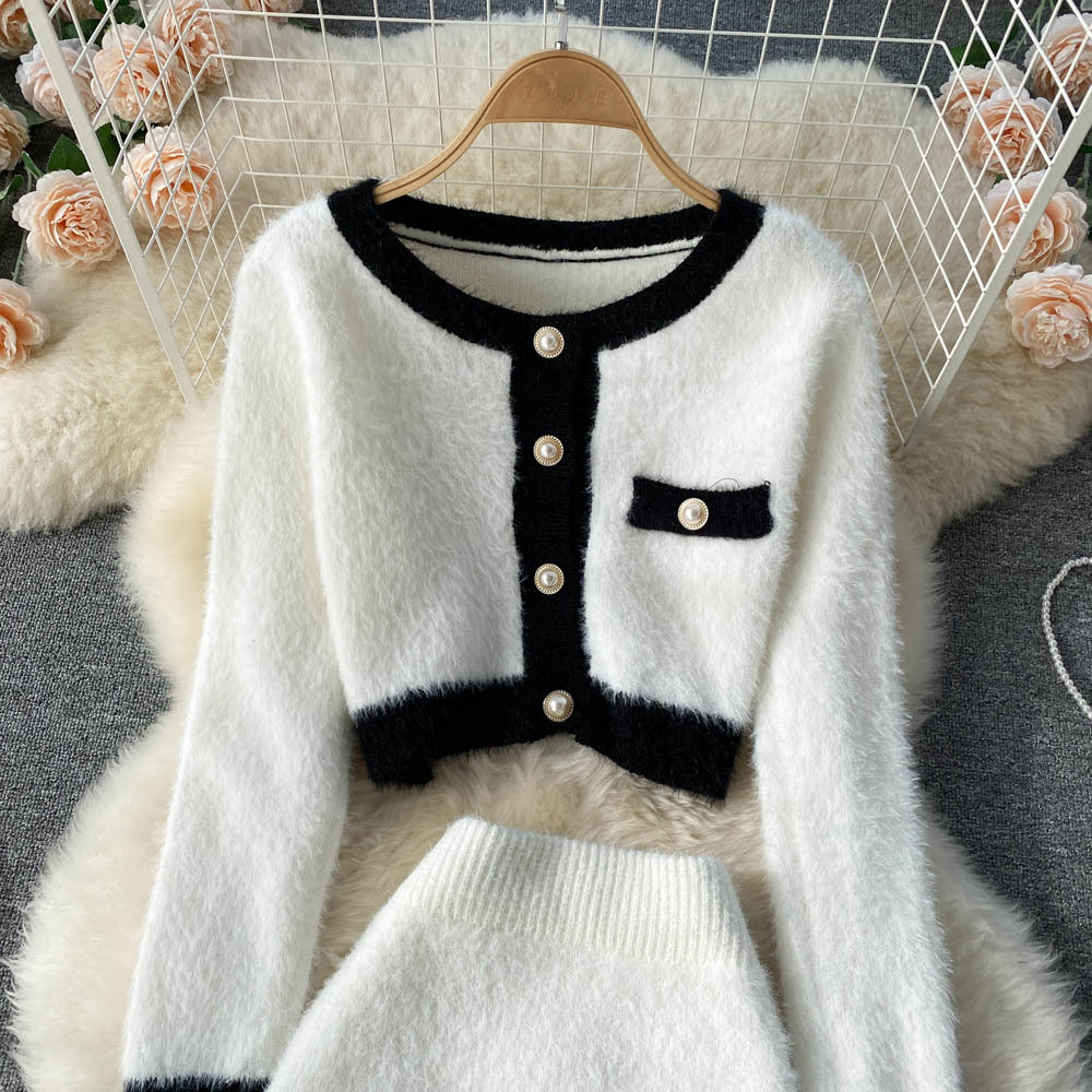 Sweater Skirt Two-Piece Suit
