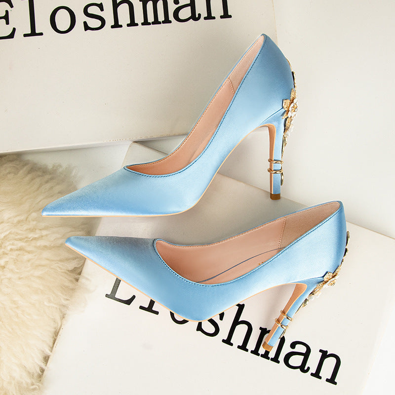 Pointed Toe Satin Pumps