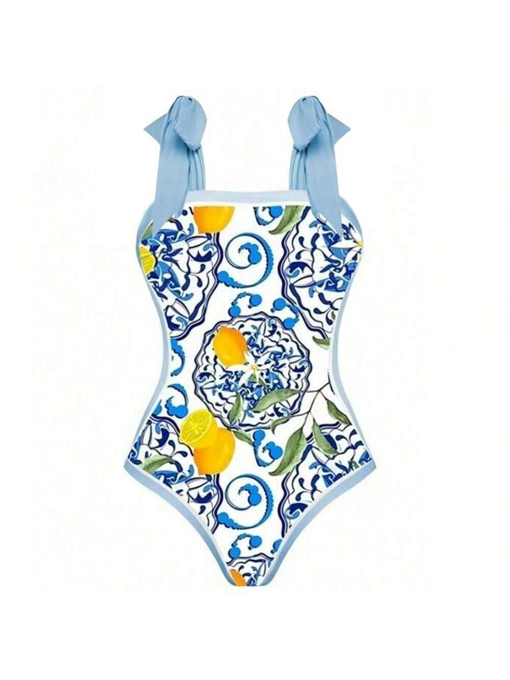 Lemon Printing Swimsuit Dress Suit Women