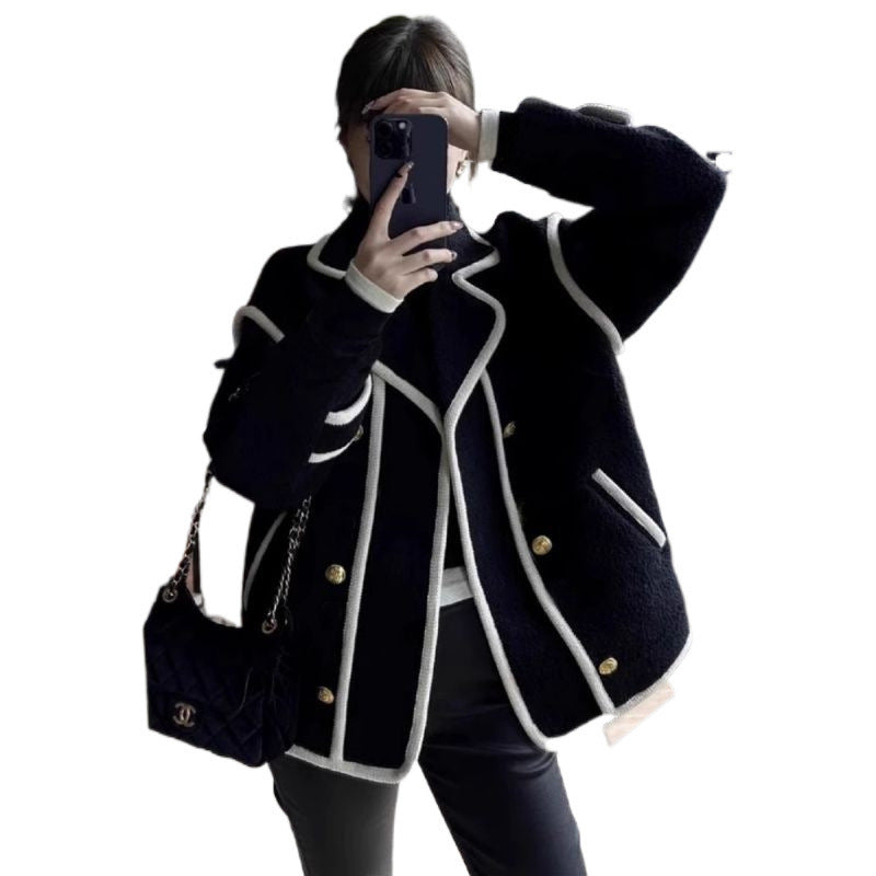 Loose Classic Style Retro Fleece Coat