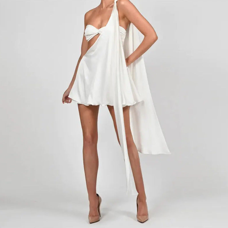 Elegant One-shoulder Hollow Dress Ladies