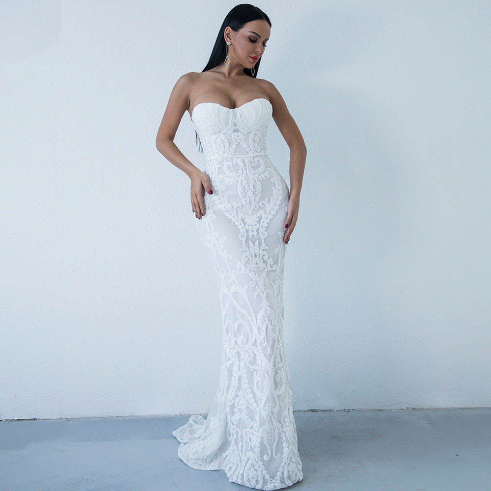Elegant evening fishtail dress