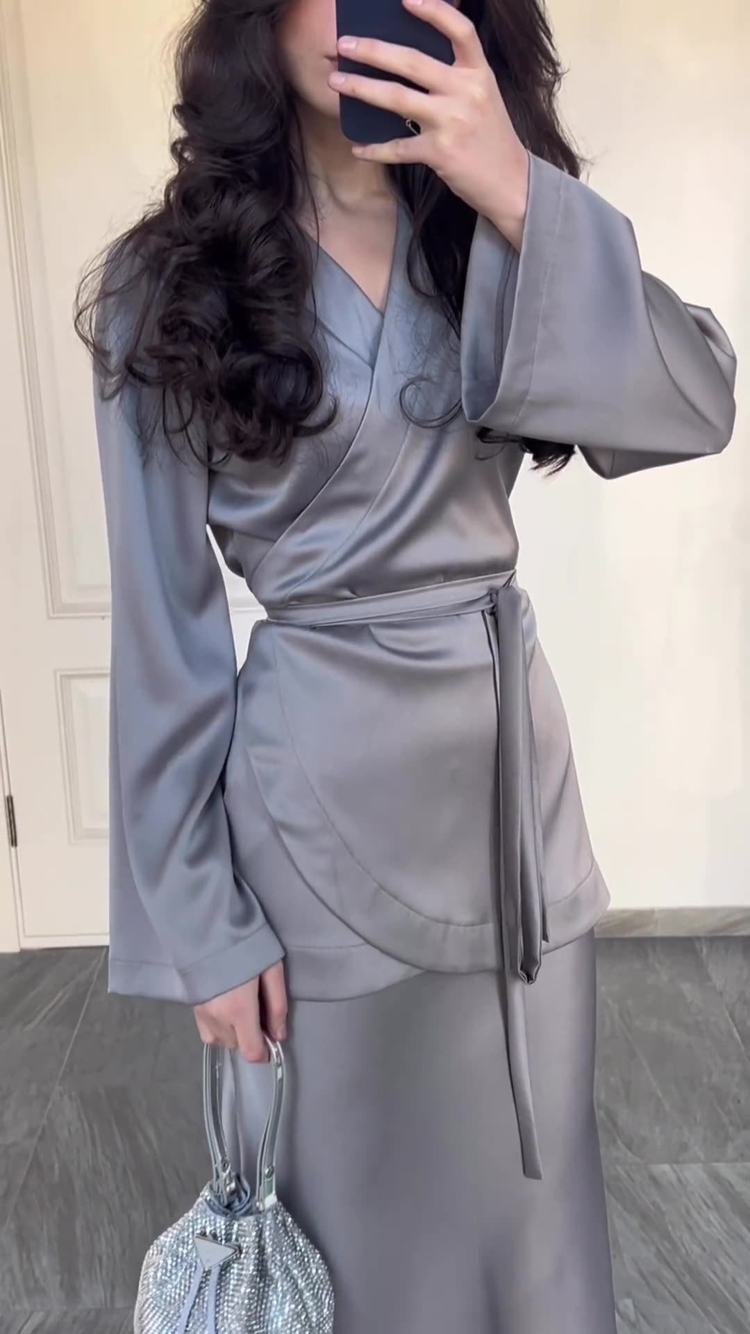Satin Patchwork Long Dress