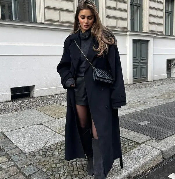 Lapel Long Overcoat