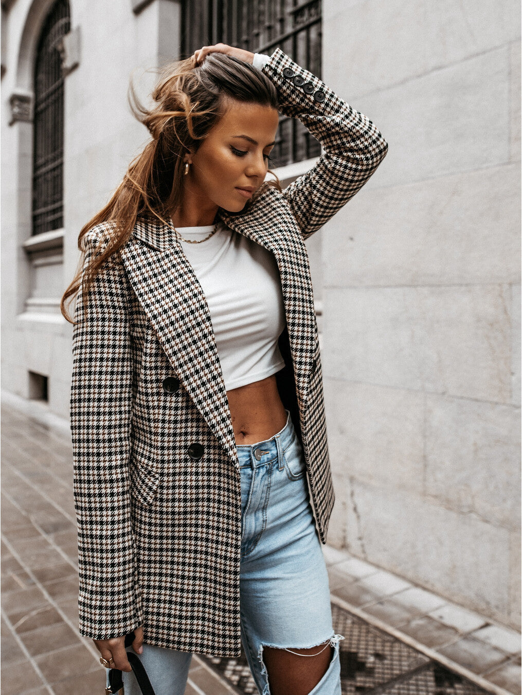 Plaid Printed Coat