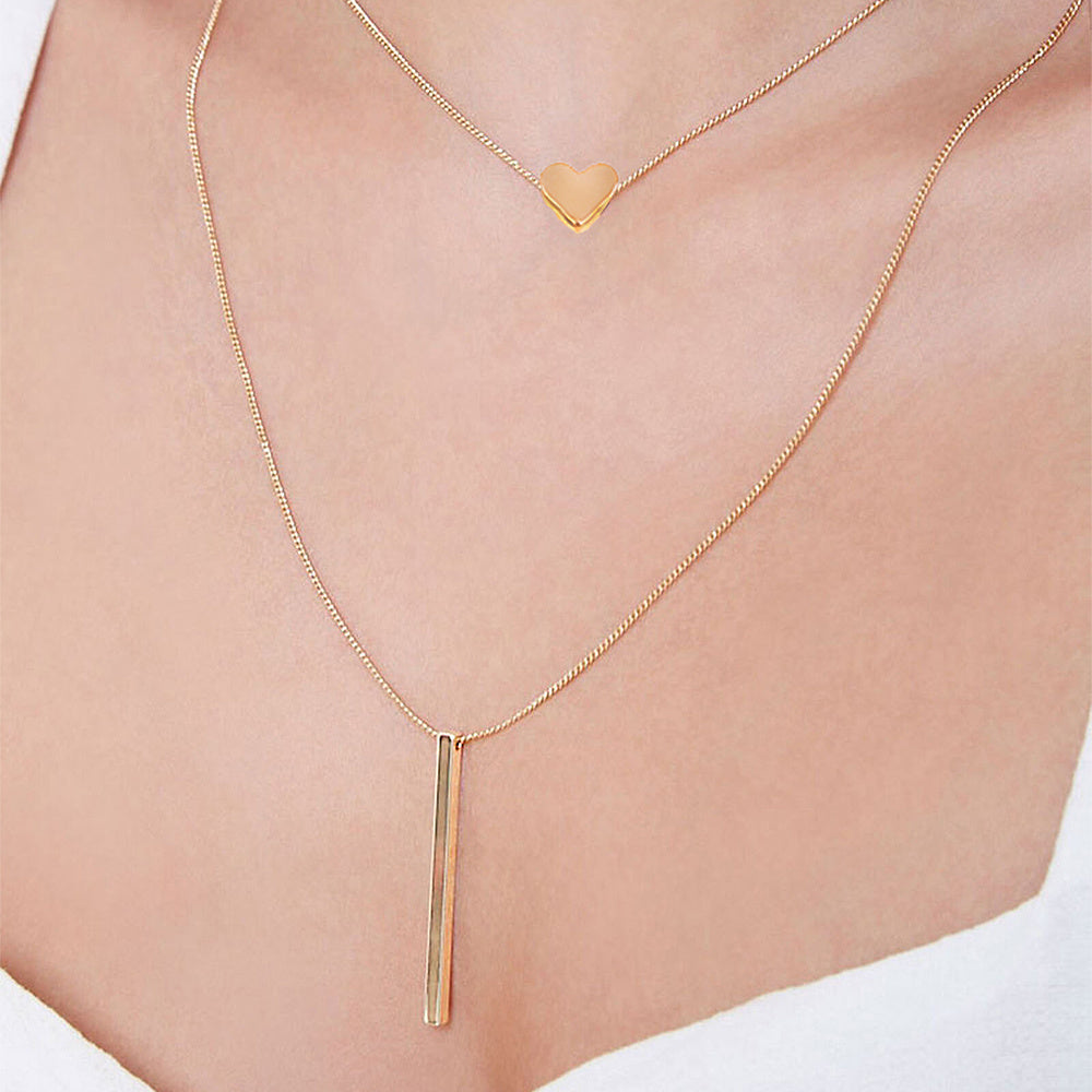 Safety Pin Pendant Multi-layer Copper Collarbone Chain Necklace Woman