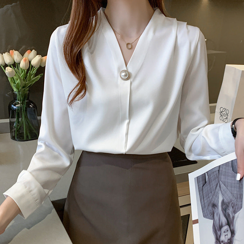 V-neck Chic Long-sleeve Blouse