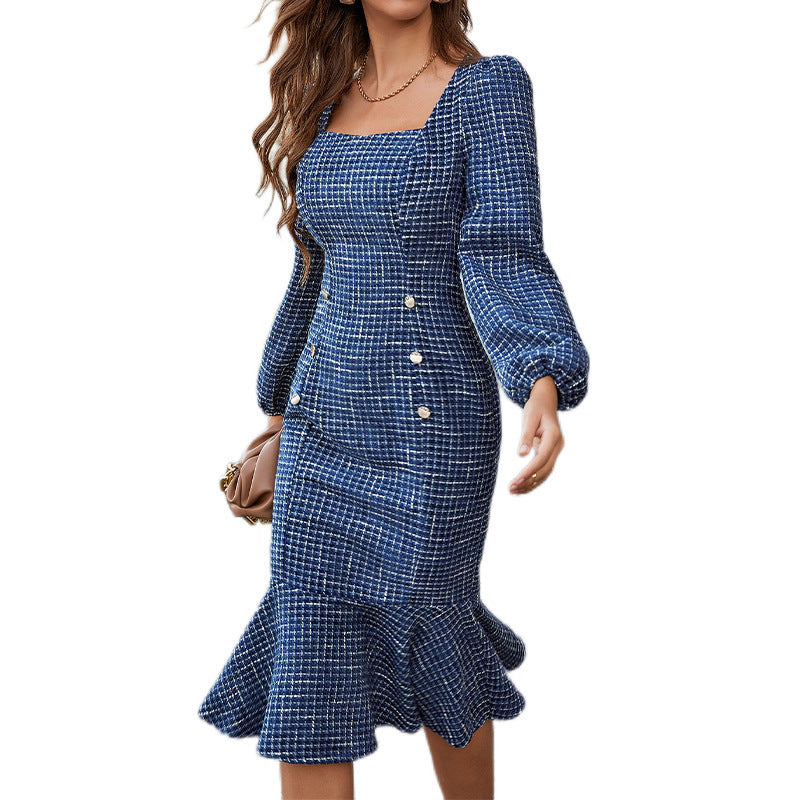 Knitted French Socialite Long Sleeve Dress