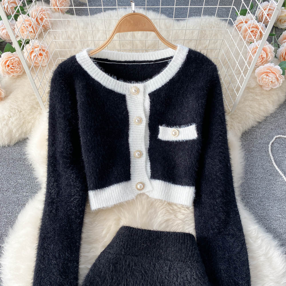 Sweater Skirt Two-Piece Suit