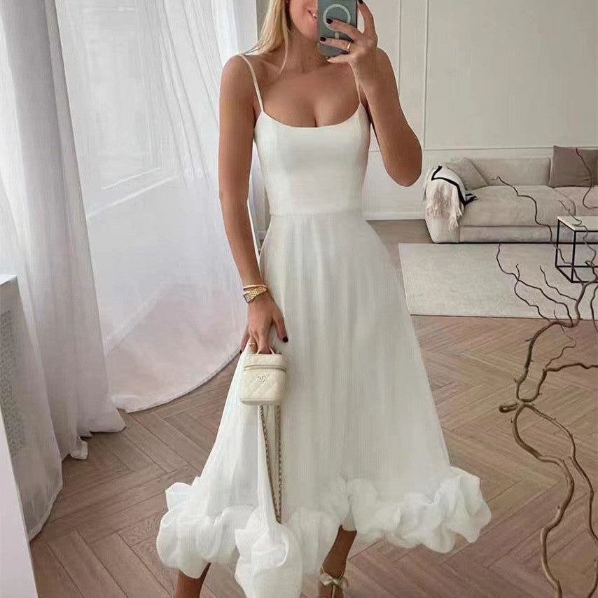 Fashion Suspenders Large Flower Swing Dress