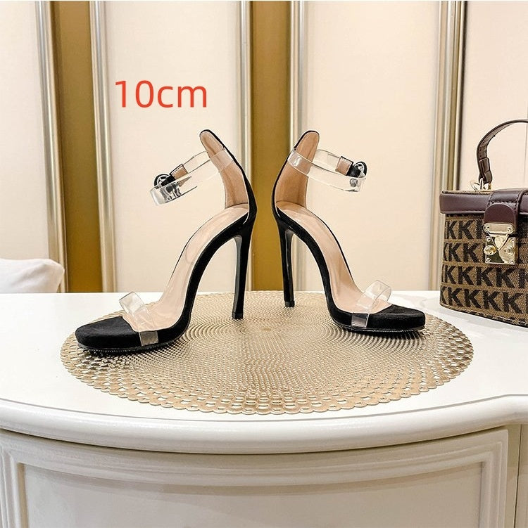 Transparent Open Toe Ankle-strap Heel