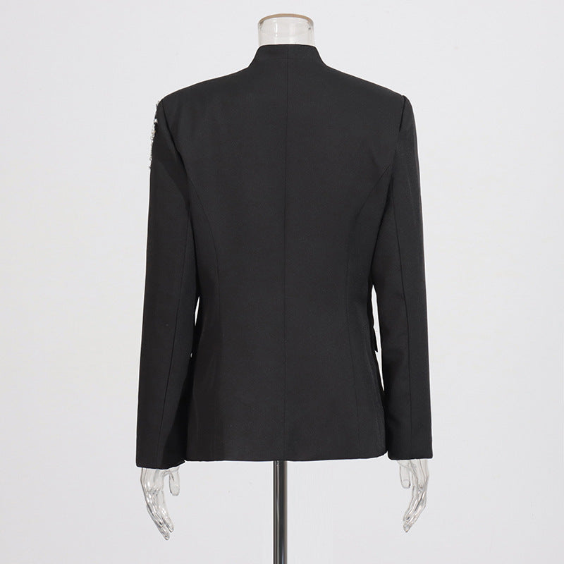 Rhinestone Design Solid Color Suit