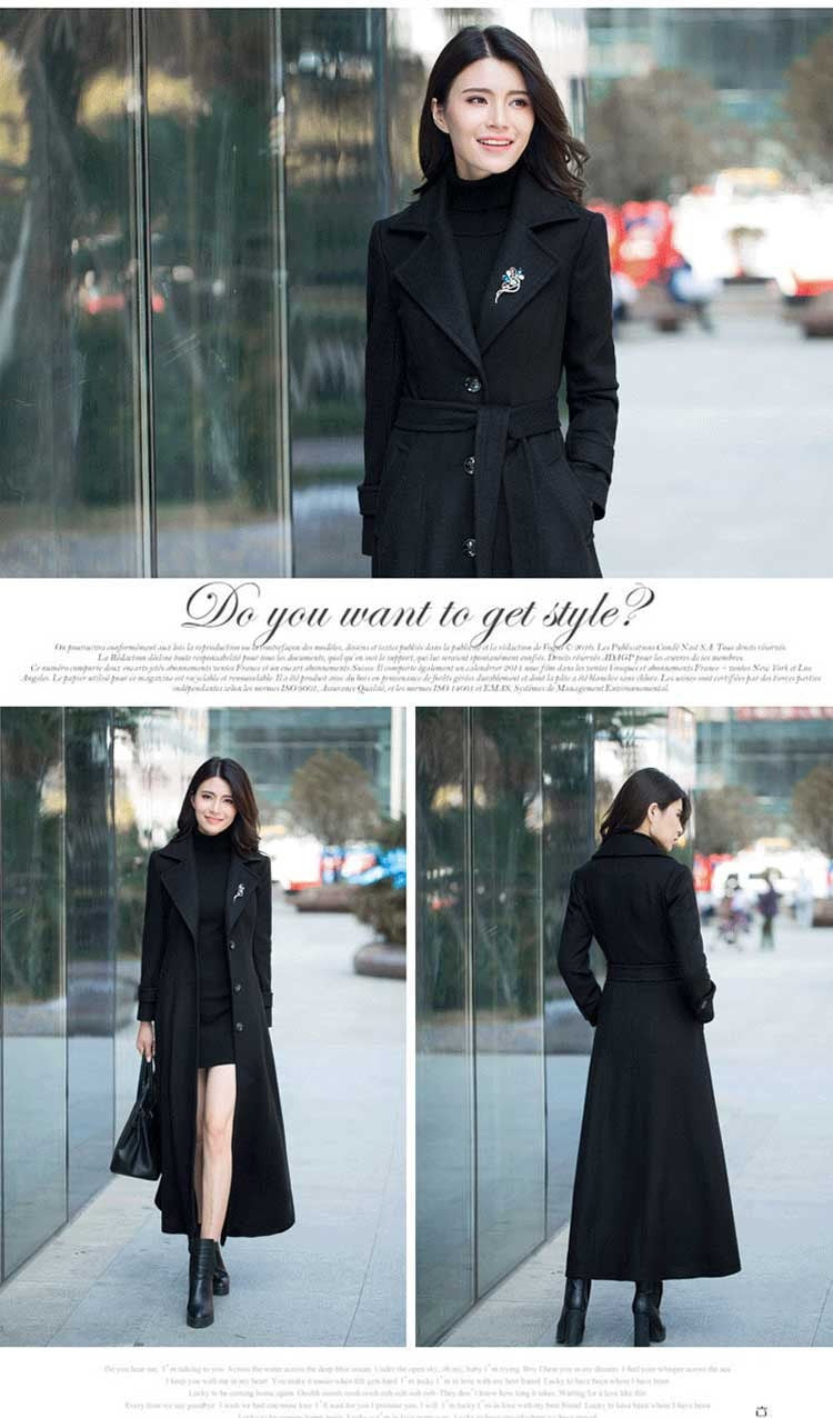 Wool Slim-fit Hepburn Style Overcoat