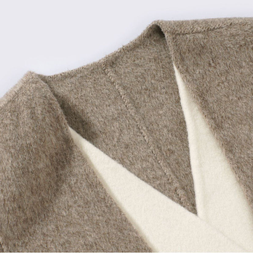Wool V-neck Reversible Woolen Coat