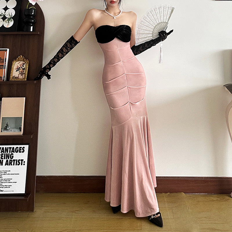 Socialite Off-shoulder Tube Top Fishtail Dress