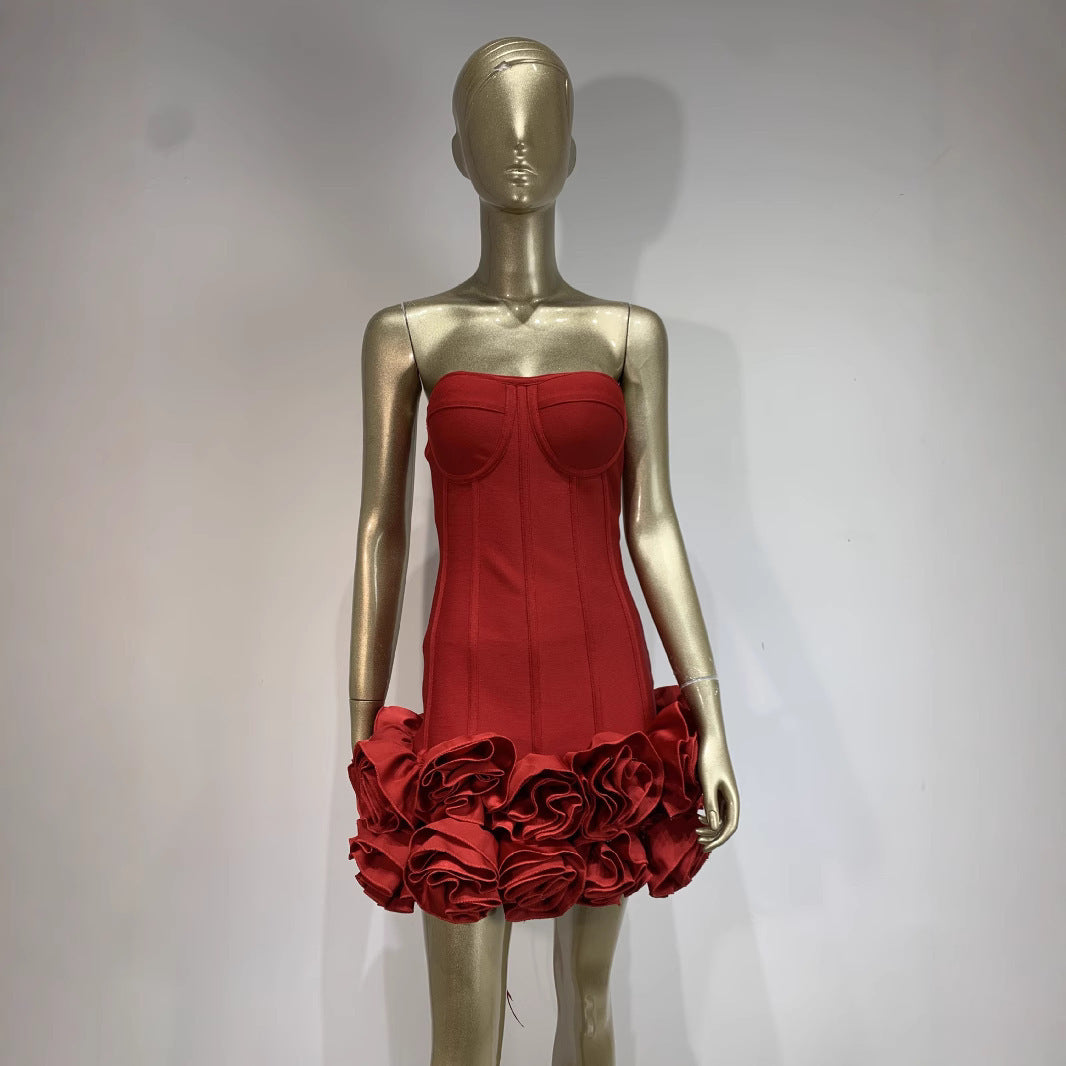 Red Carpet Rosette Mini Dress