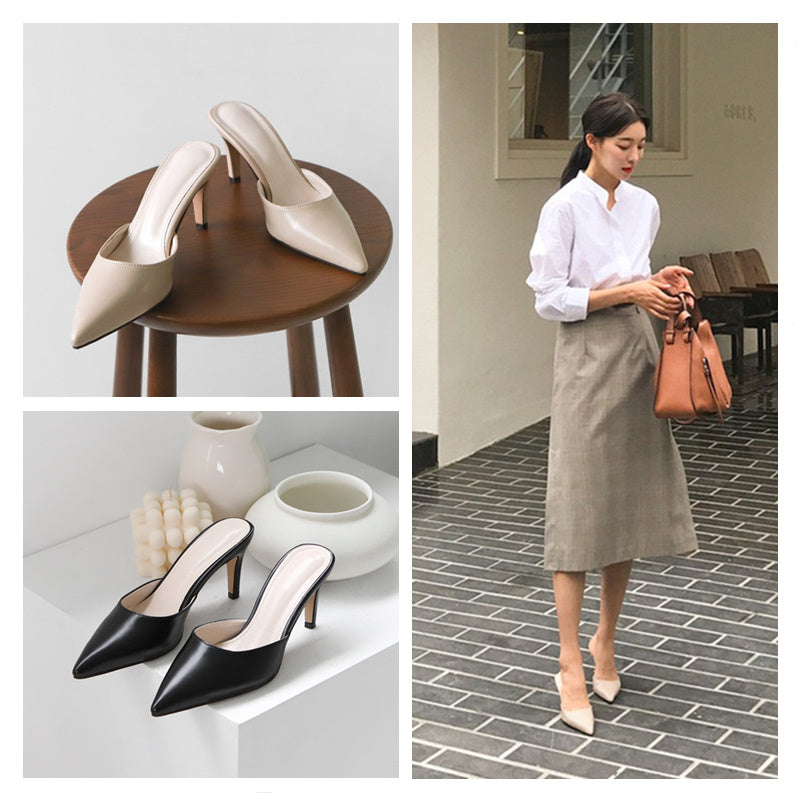 Stiletto heels with pointed toes
