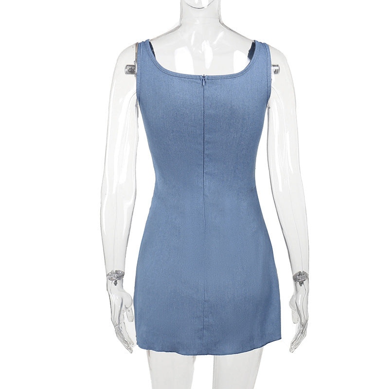 Flowers Denim Dress