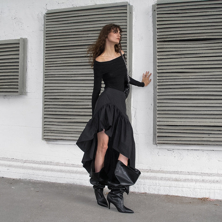 Irregular High Waist Flounced Skirt