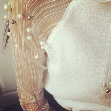 Elegant See-though Sleeves Chiffon Blouse