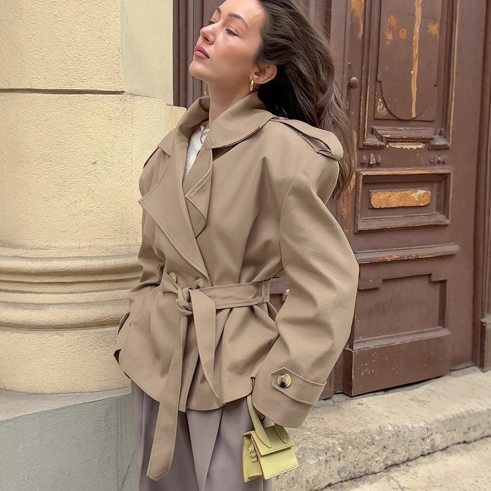 Trendy Lace Up Trench Coat For Women