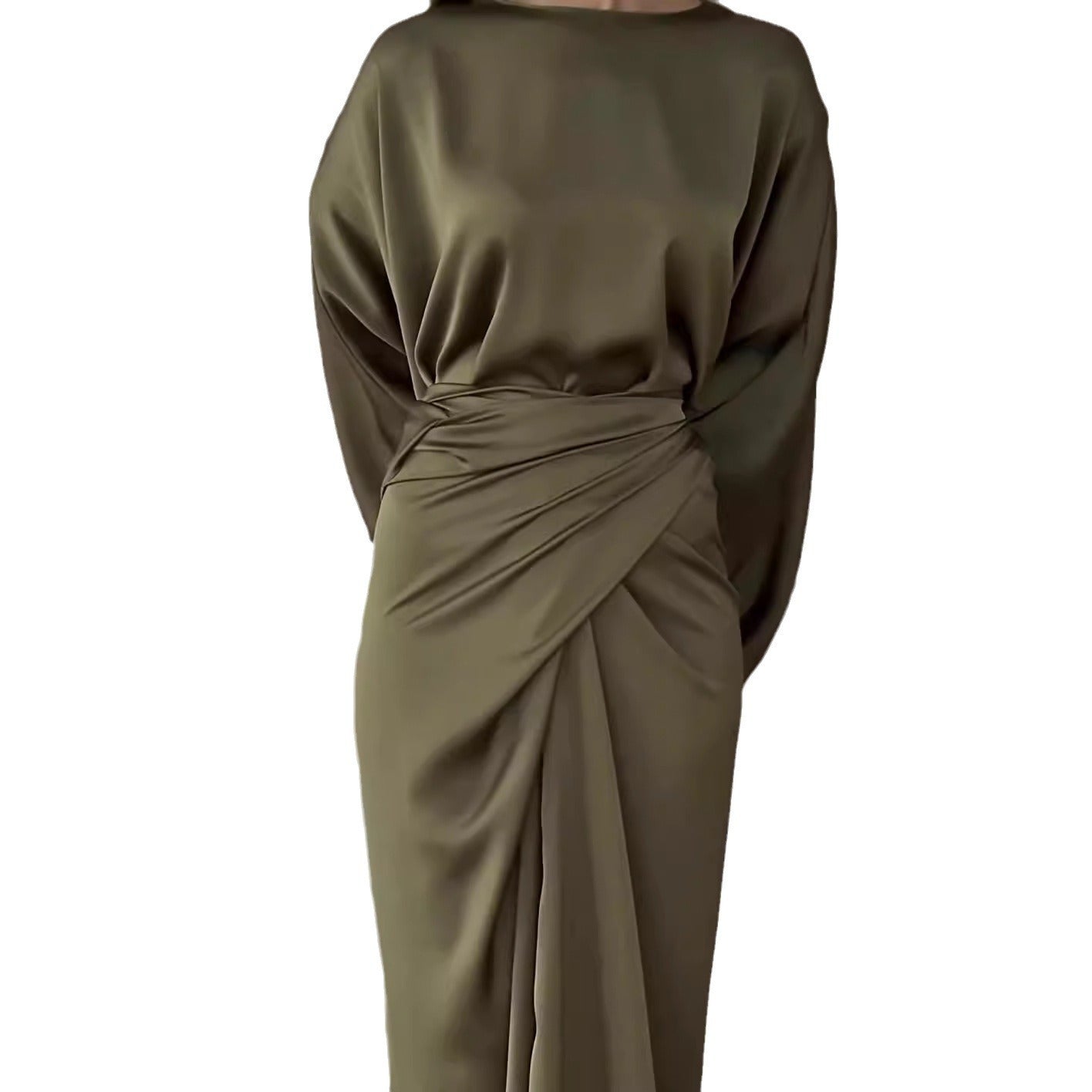 Waist Slimming Solid Color Dress