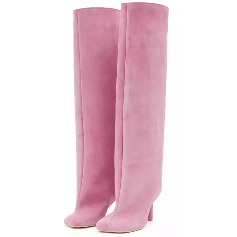 Square Head High-heel Boots