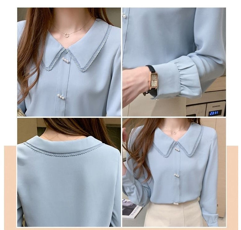 Round Collar Chiffon Blouse