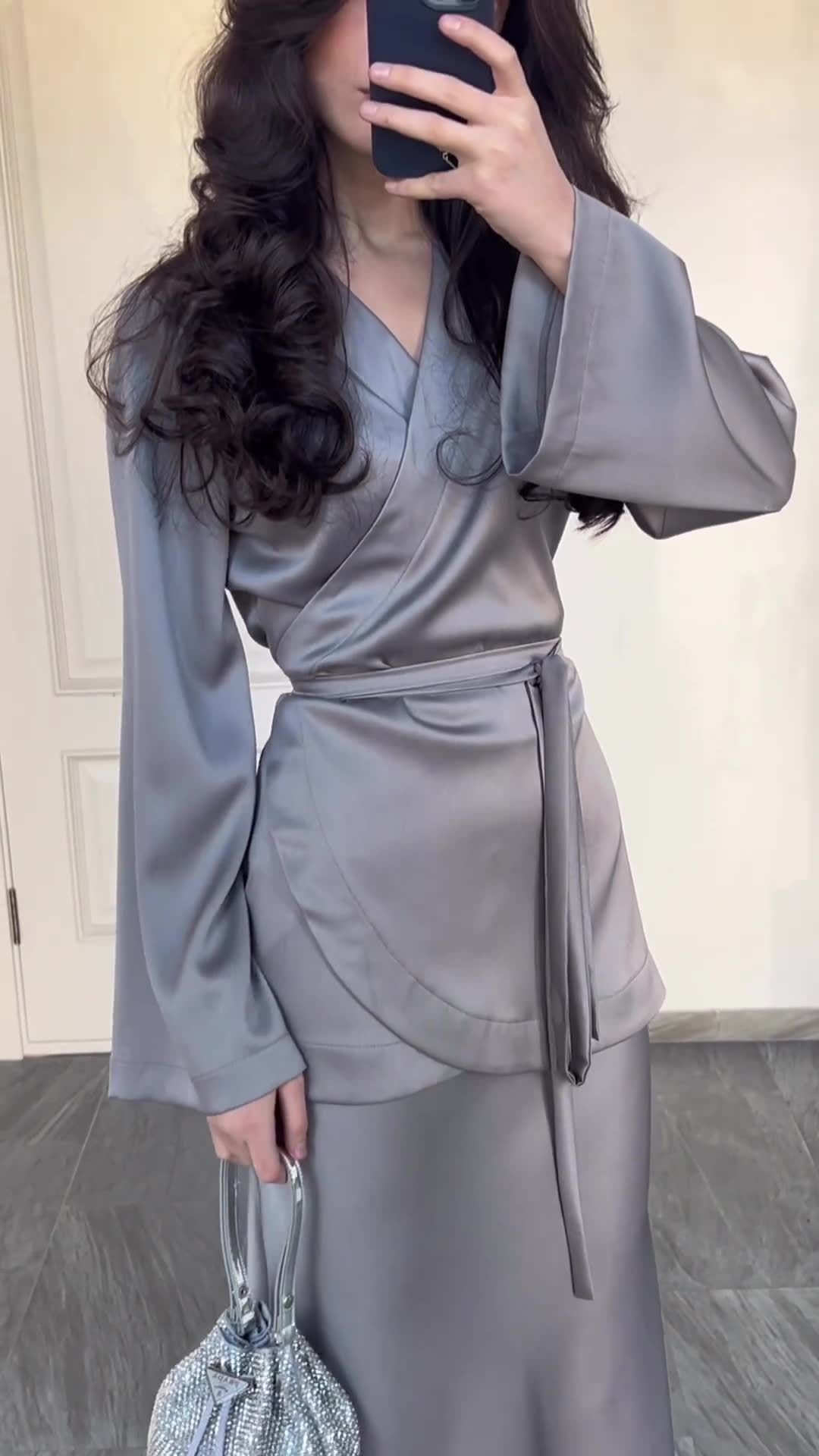 Satin Patchwork Long Dress