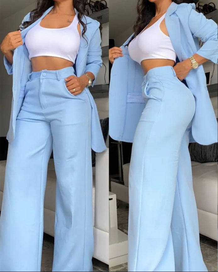 Pure Color Split Sleeve Lapel Suit