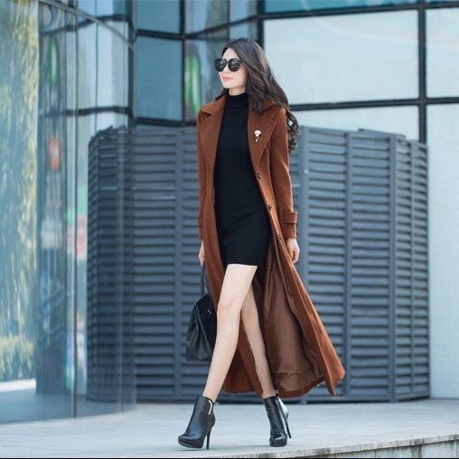 Wool Slim-fit Hepburn Style Overcoat