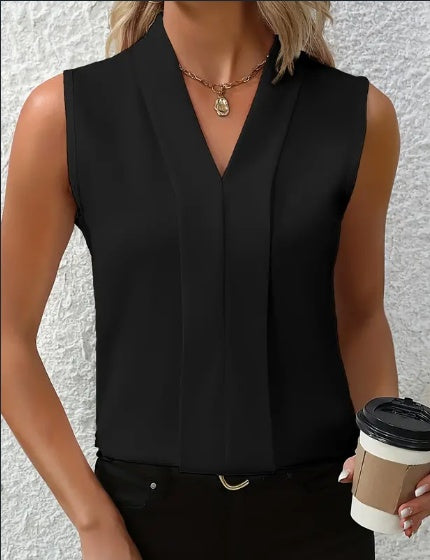 Women's Elegant Sleeveless V-Neck Blouse