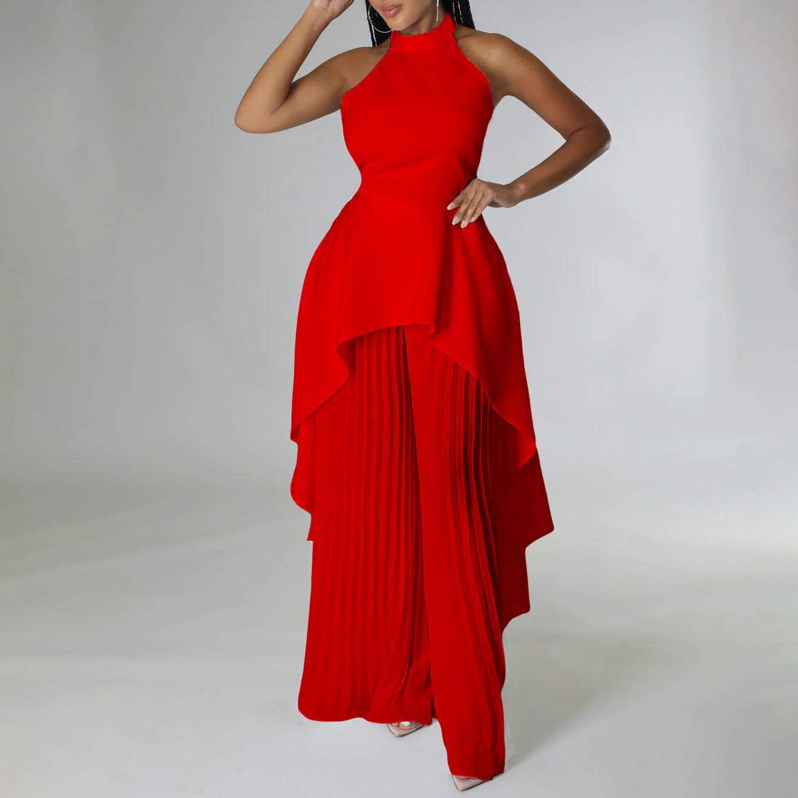 Fashion Casual Set Socialite Backless Top Wide-leg Trousers