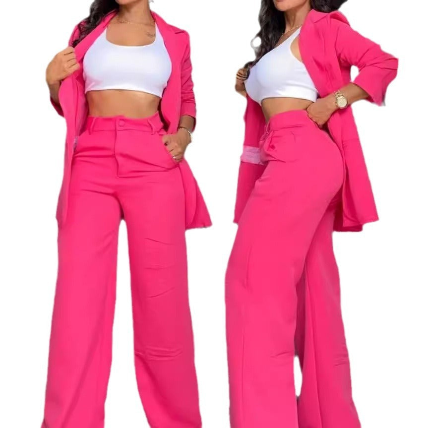 Pure Color Split Sleeve Lapel Suit
