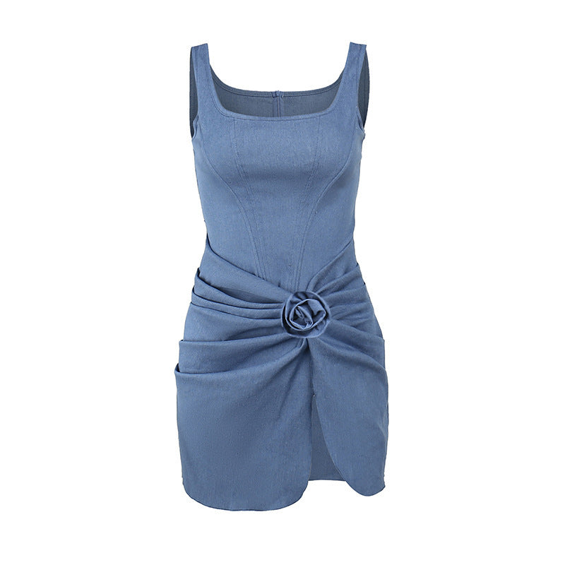 Flowers Denim Dress