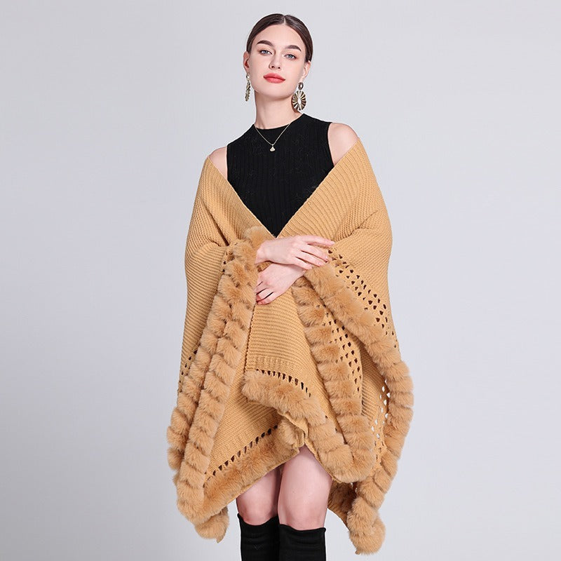 Knitted Cape And Shawl Sweater Coat