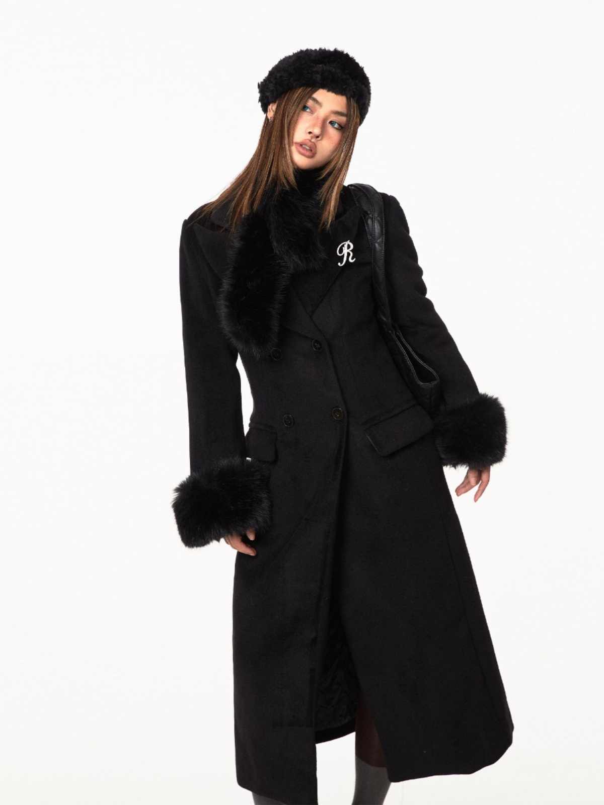 Waist-tight Woolen Fur Overcoat