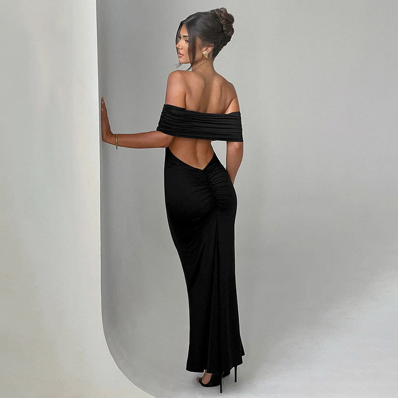 Socialite Style Elegant Backless Off-shoulder Dress