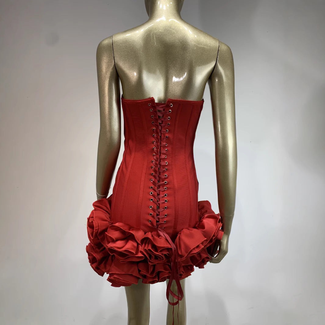 Red Carpet Rosette Mini Dress