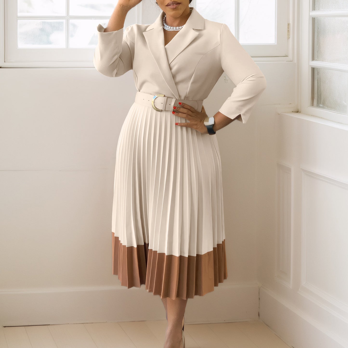 Suit Collar Elegant Dress