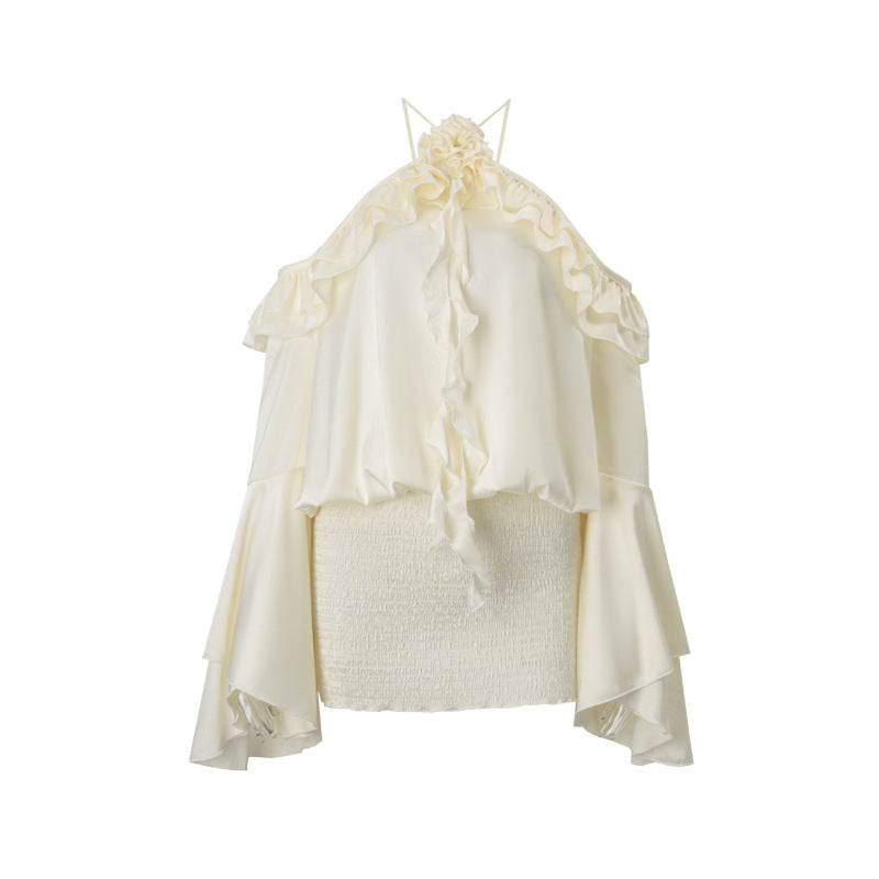French Style Ruffled Bell Sleeve Dress