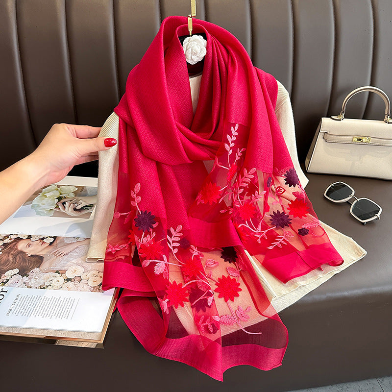 Solid Elegant Embroidered Scarf