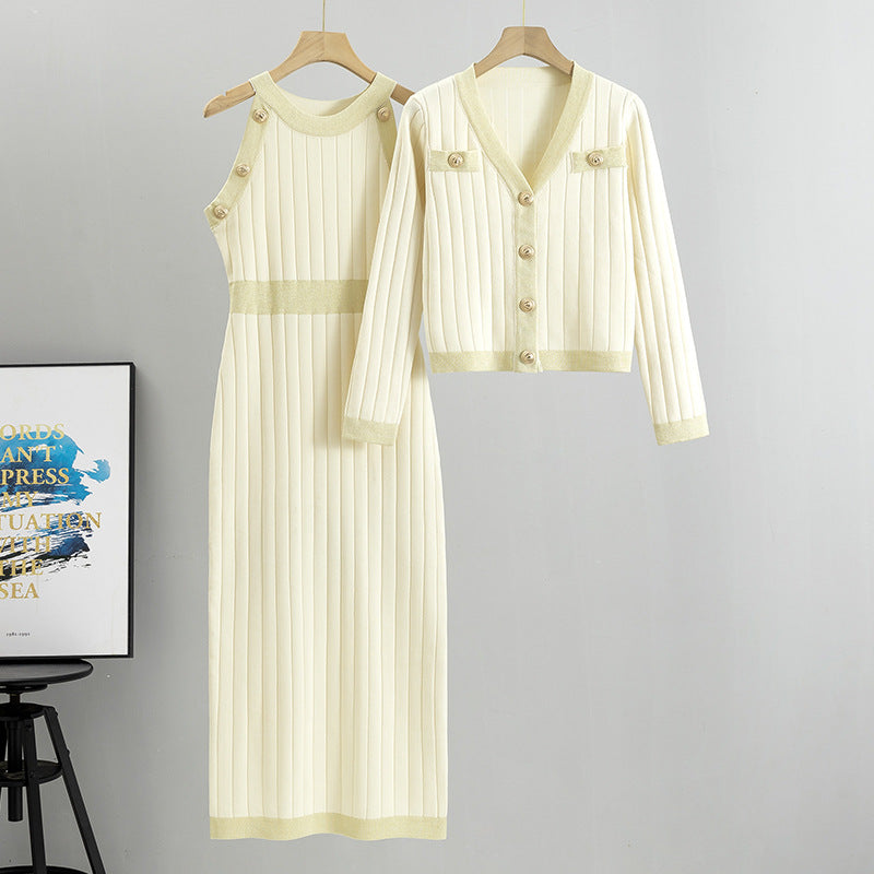 French Style Socialite High Waist Fashion Two-piece Set