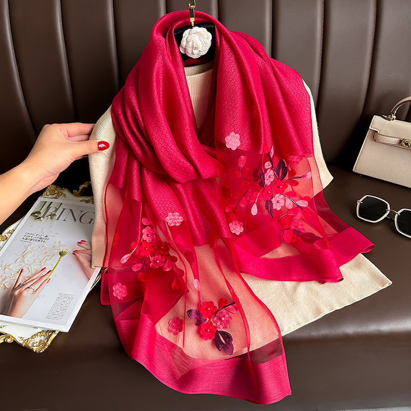 Solid Elegant Embroidered Scarf
