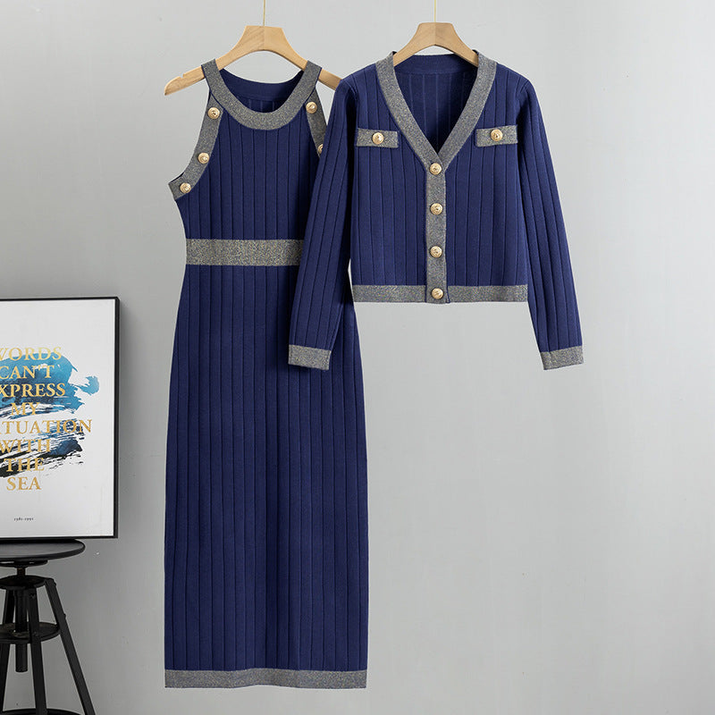 French Style Socialite High Waist Fashion Two-piece Set