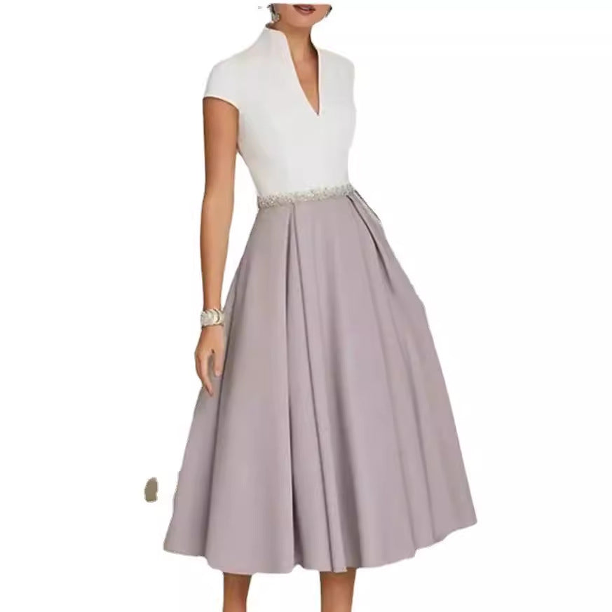 V Neck Large Swing Dress